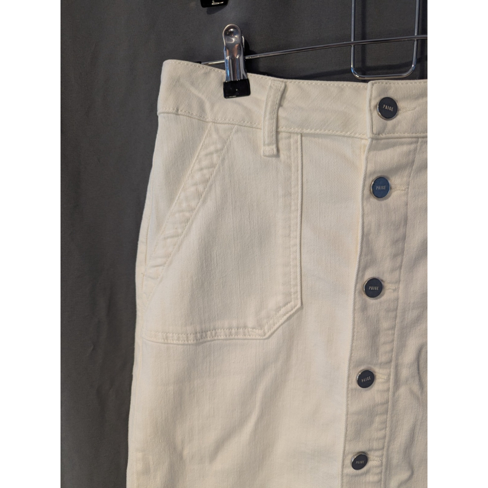 Paige Meadow Utility Midi Skirt Ercu Denim Woman's Size 28 - Picture 2 of 10